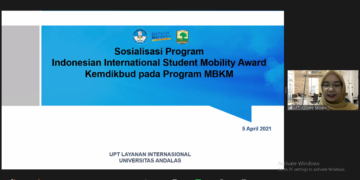 Sosialisasi Program IISMA Award Kemendikbud pada program MBKM, Senin (5/4/2021)