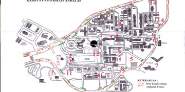 Rute angkutan umum di Universitas Andalas. (Genta Andalas/Dok. Pribadi)